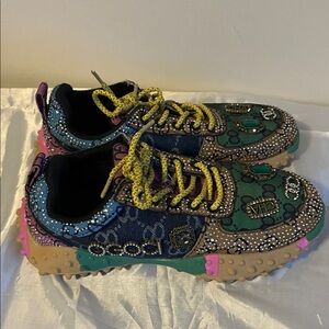 Taxi Colorful Patterned Sneakers with Yellow Laces